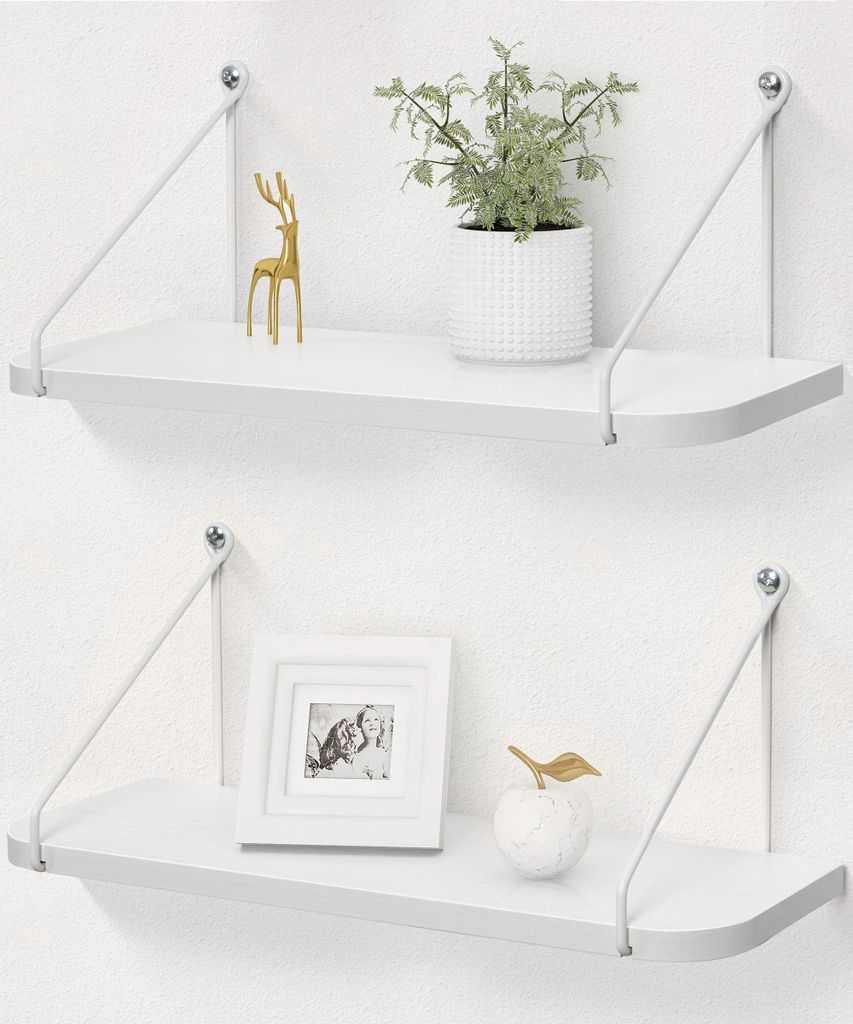 Weißes Wandregal aus Holz und Metall, schwebendes Regal, Wandregal, Wandregal zur Aufbewahrung, Küche, moderne Einrichtung, Badezimmer, Kinderzim...
