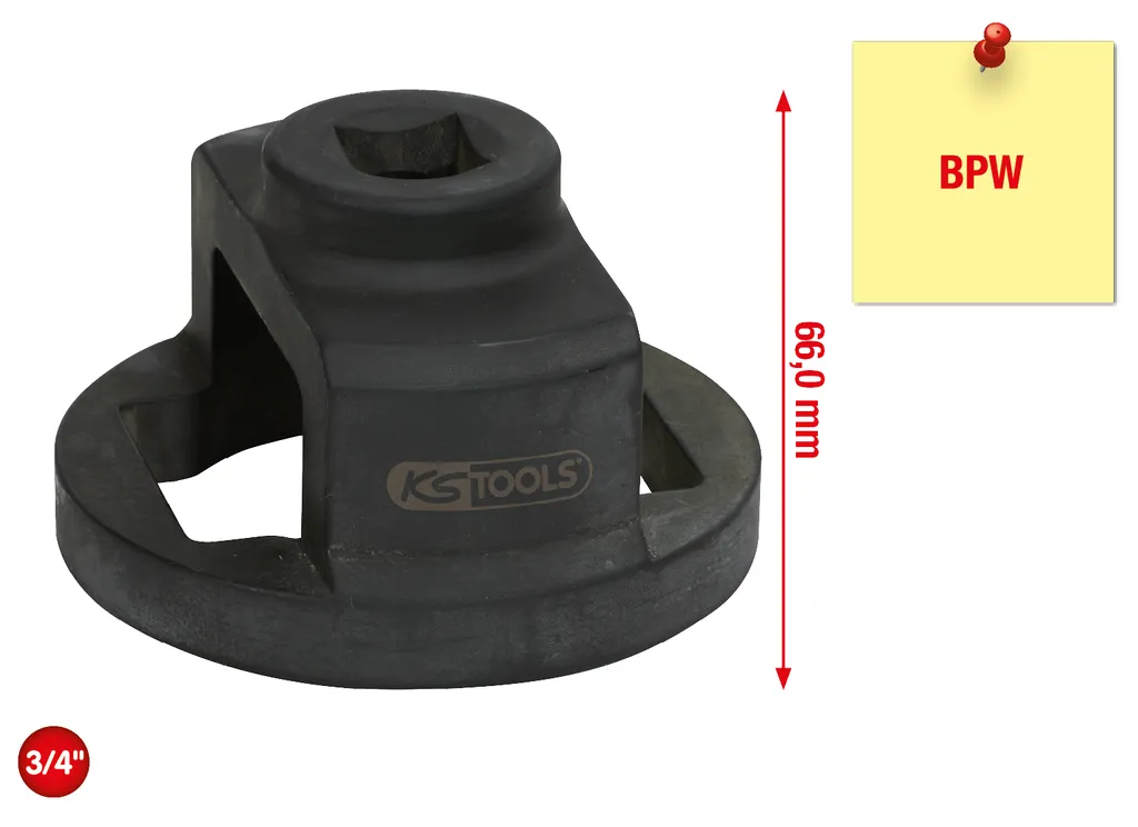 Clé 65mm octogonale renforcée 3/4" pour maintenance essieu BPW 3.5T