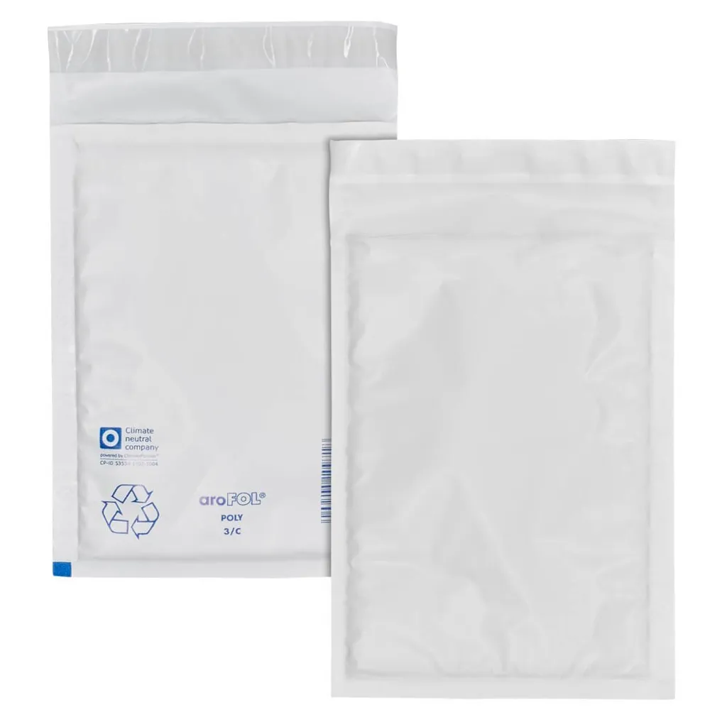 100 aroFOL® POLY No. 3 Enveloppes à bulles indéchirables blanches