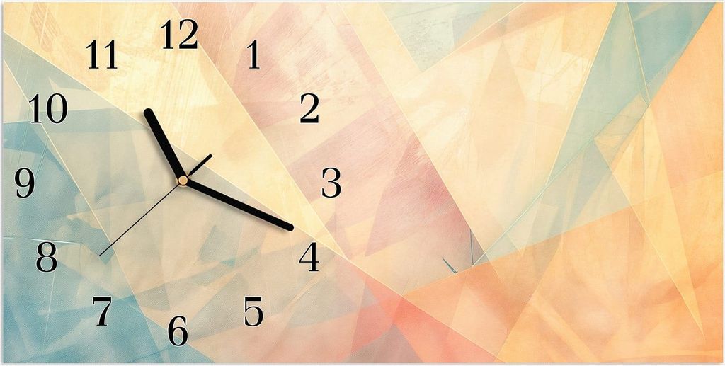 Wanduhr aus Glas mit Motiv Farbiges Geo Muster- 60 x 30 cm - inkl. Aufhängesystem