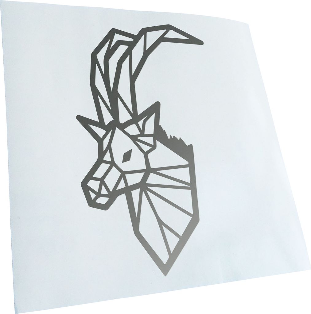 Kiwistar - Autoaufkleber - Steinbock Polygon - Silber - 60x38cm - Aufkleber für Auto, Laptop, Fahrrad, LKW, Motorrad mehrfarbig JDM Decal Racing