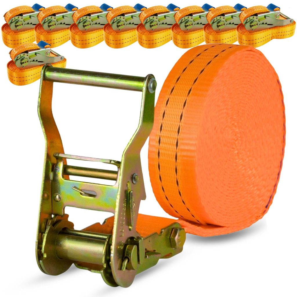 Safetytex 10x Spanngurt 6 Meter 35mm 2000kg einteilig LKW Anhänger Zurrgurt orange