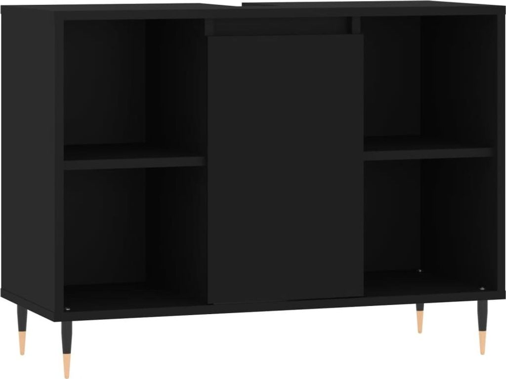 Badschrank Schwarz 80x33x60 cm Holzwerkstoff