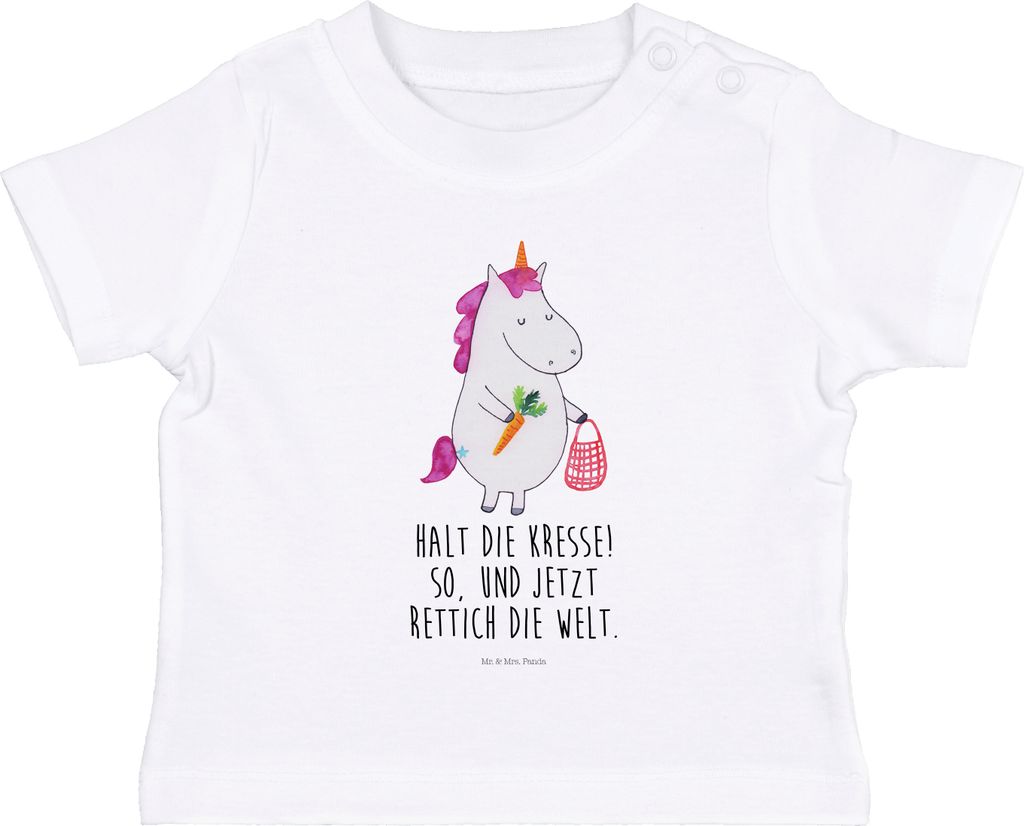 Mr. & Mrs. Panda Babyshirt Einhorn Gemüse 12. - 18. Monat - Weiß - Geschenk, Baumwolle Baby Shirt, Baumwollshirt, T-Shirt, Organic, Unicorn, Biom...