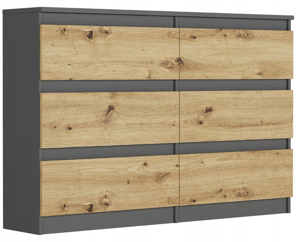 Komoda 120 cm 6 zásuvek skříňka FRAMIRE R-120 antracit mix Obrázek produktu 
