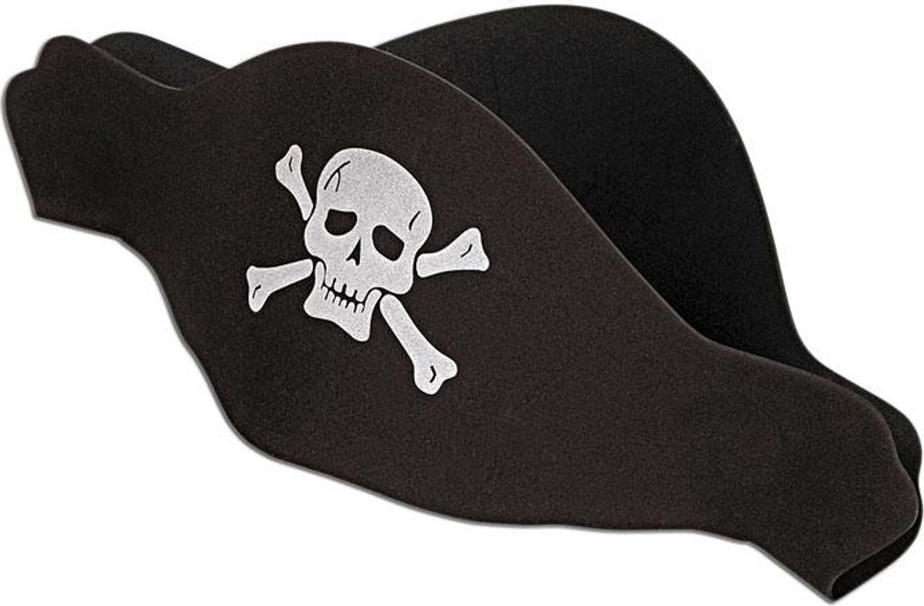 Piratenhut mit Totenkopf schwarz aus Schaumstoff mit Produktbild 