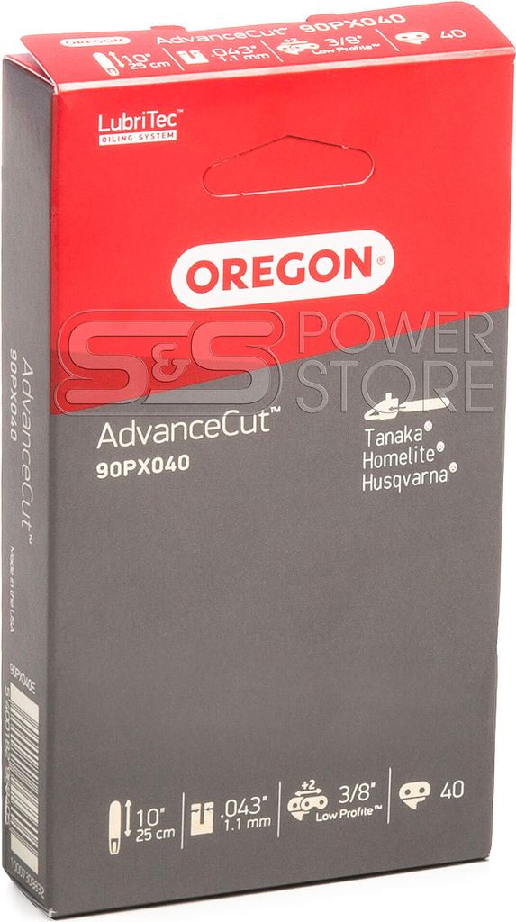 A close-up of a product box for a chainsaw chain.