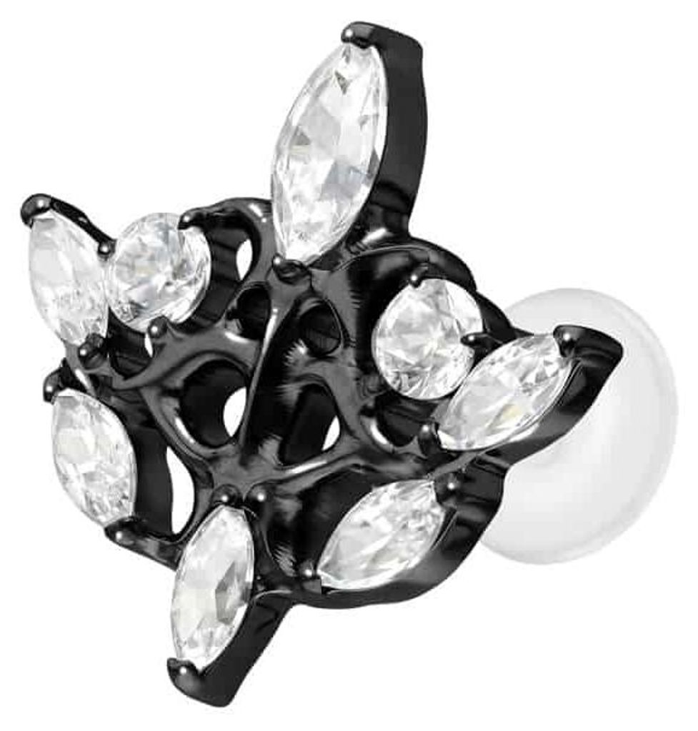 Ohrpiercing, Nasenpiercing PTFE Labret mit Innengewinde + Titan-Aufsatz GOTISCHES DESIGN Schwarz Stablänge: 7mm | Stabstärke: 1,2mm