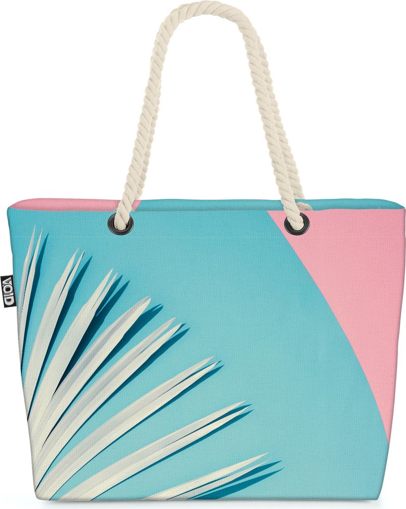 VOID Rosa Türkis Palmen Strandtasche Shopper 58x38x16cm 23L XXL Einkaufstasche Tasche Reisetasche Beach Bag