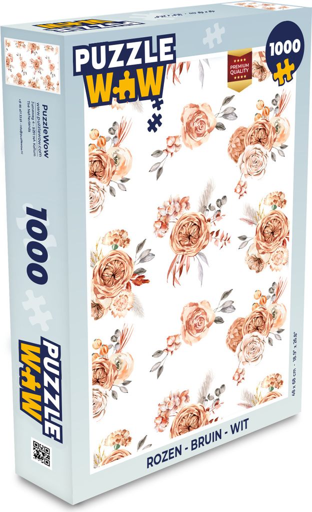 MuchoWow Puzzle 1000 Teile Rosen - Braun - Weiß - Spielzeug - Alt und Jung - Spiele - Puzzeln