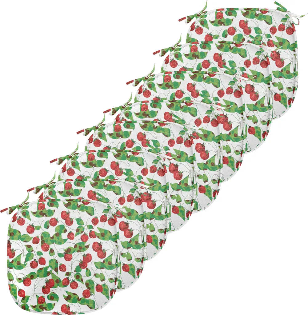 Galettes de Chaise pour Cuisine et Salle à Manger Motif Floral Vert 8pcs