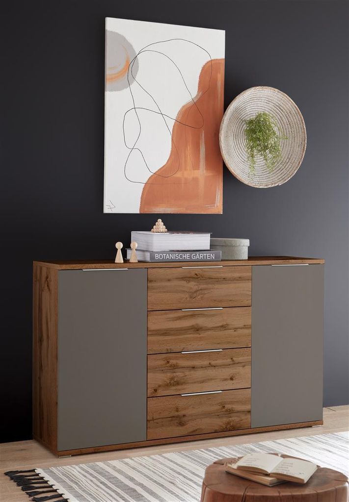 Sideboard >Constantin< in Wildeiche / Basaltgrau - Obrázok produktu 