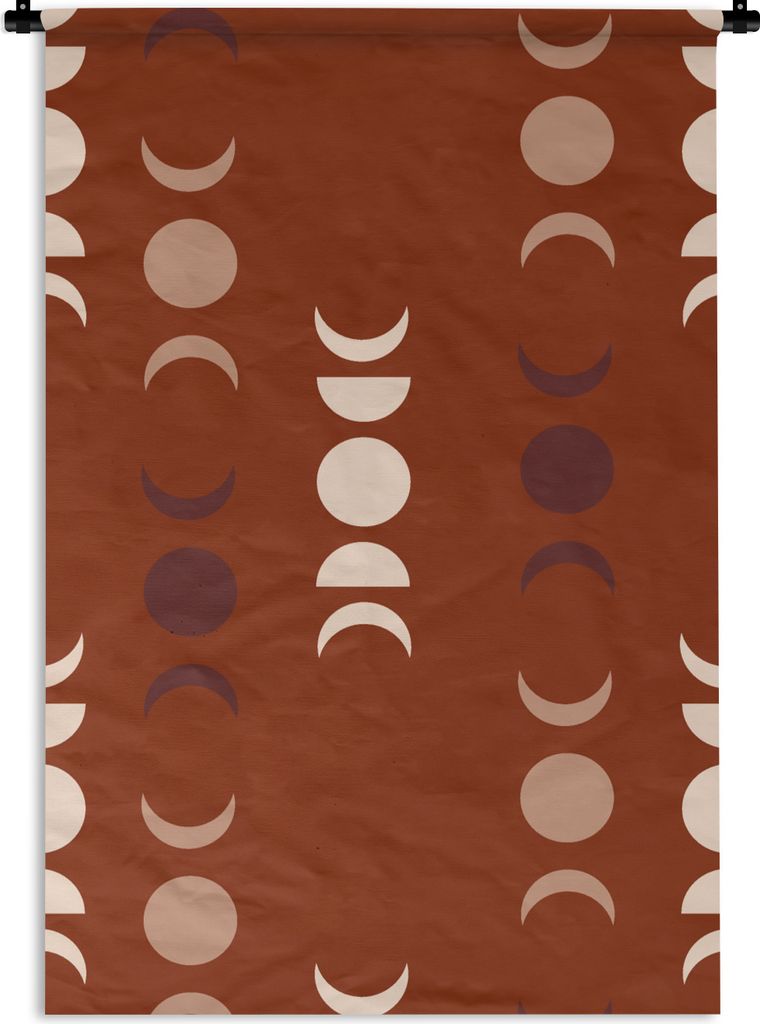 MuchoWow Wandteppich Wandbehang Mond - Rot - Muster 90x135 cm Tapisserie Dekoration Wandtuch - Baumwolle - Wandskulptur