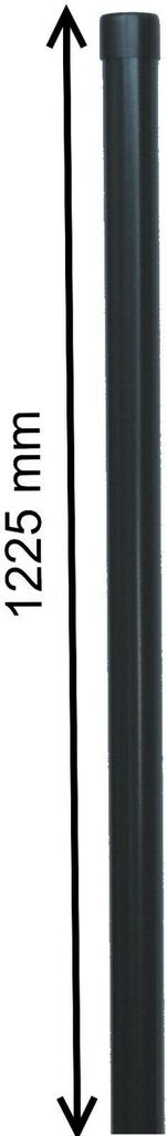 A single metal fence post with a measurement indicator showing its length.