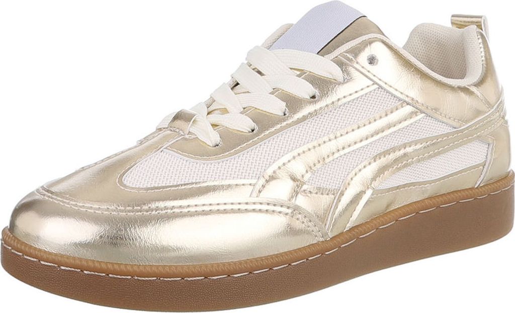 Ital-Design Damen Freizeitschuhe Textiloptik, Lederoptik Sneakers Low 88843665 Gold Gr. 39