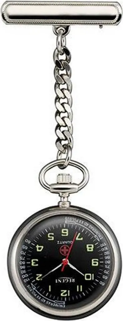 Montre d'infirmière Regent P-755 en acier avec cadran lisible blanc