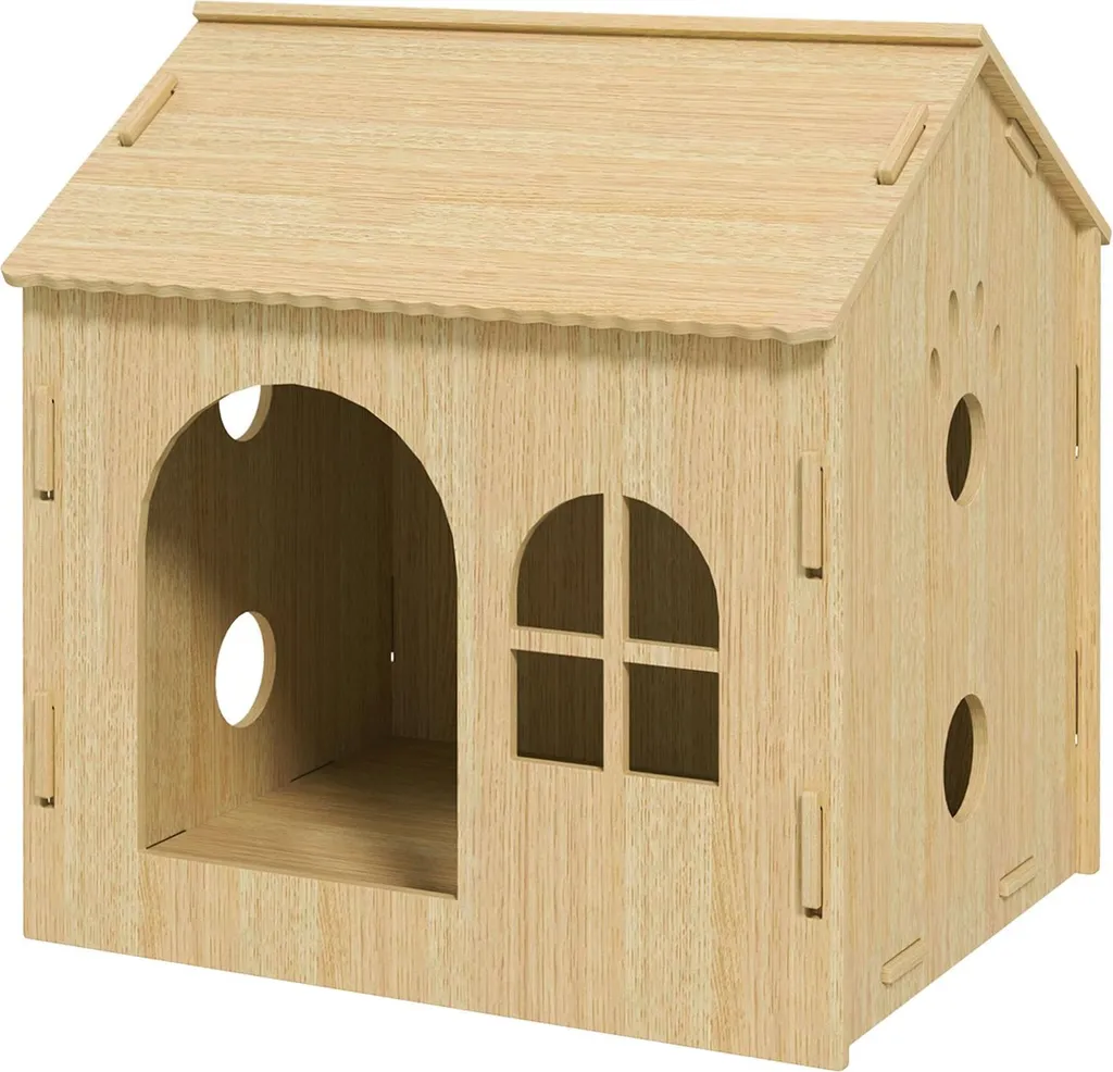 Casetta Gatti Design Moderno Rovere - Cuccia Cani Piccoli Senza Viti