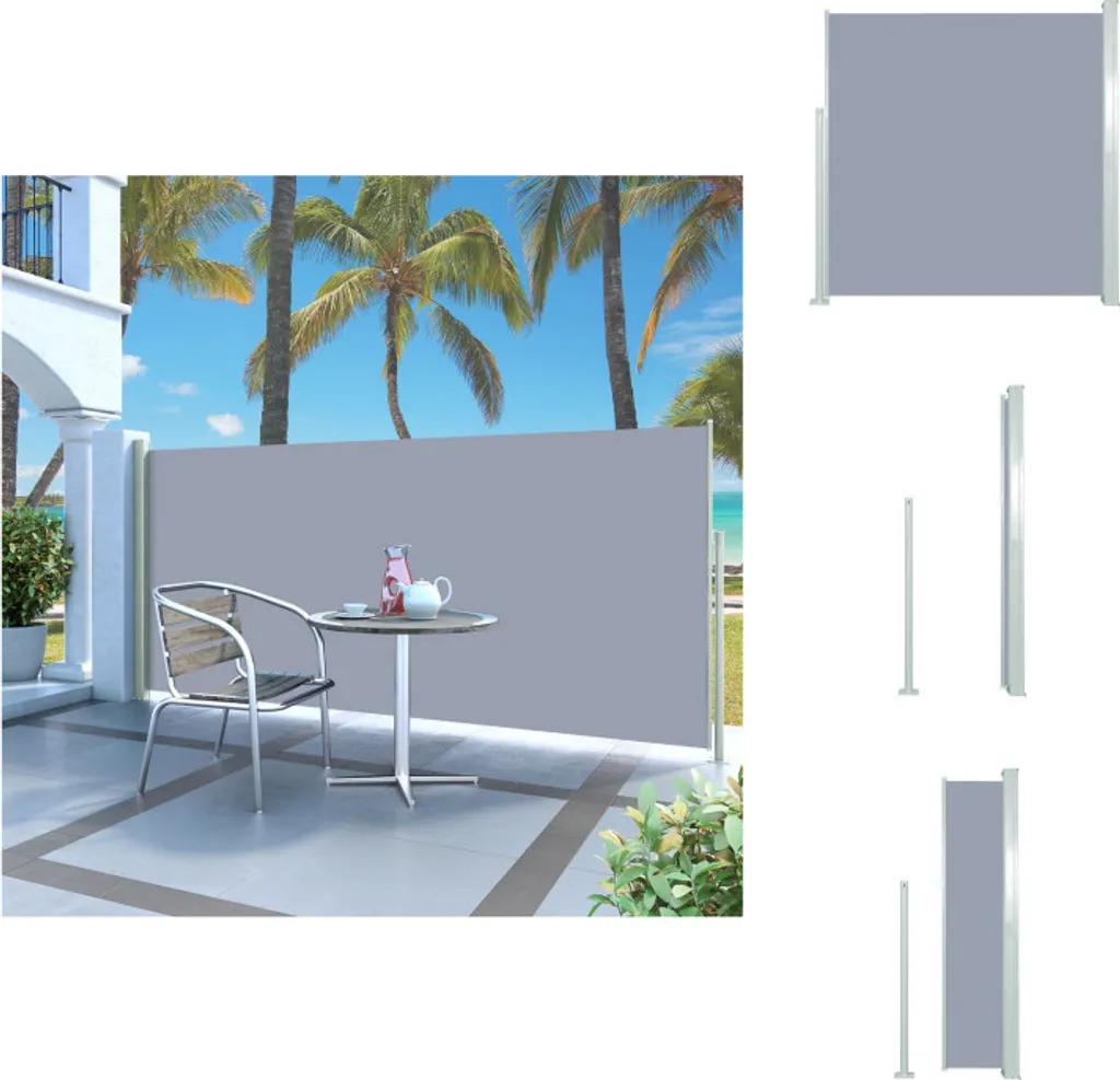 vidaXL Tenda laterale estensibile 140x300 cm grigio - Ombrelloni e tende da sole
