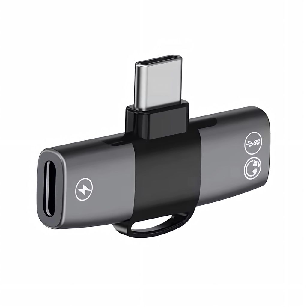 A86 USB-C OTG Audio Adapter 2in1 – 2× Typ-C Audio Jack, Musik hören & Laden gleichzeitig, 15W Schnellladen