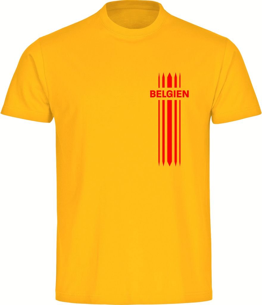 multifanshop Kinder T-Shirt - Belgien - Streifen, gelb, Größe 176