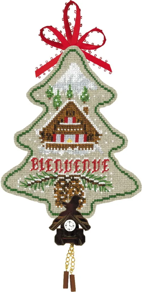 Kit Punto Croce Regalo Natale: Orologio Chalet Le Bonheur des Dames