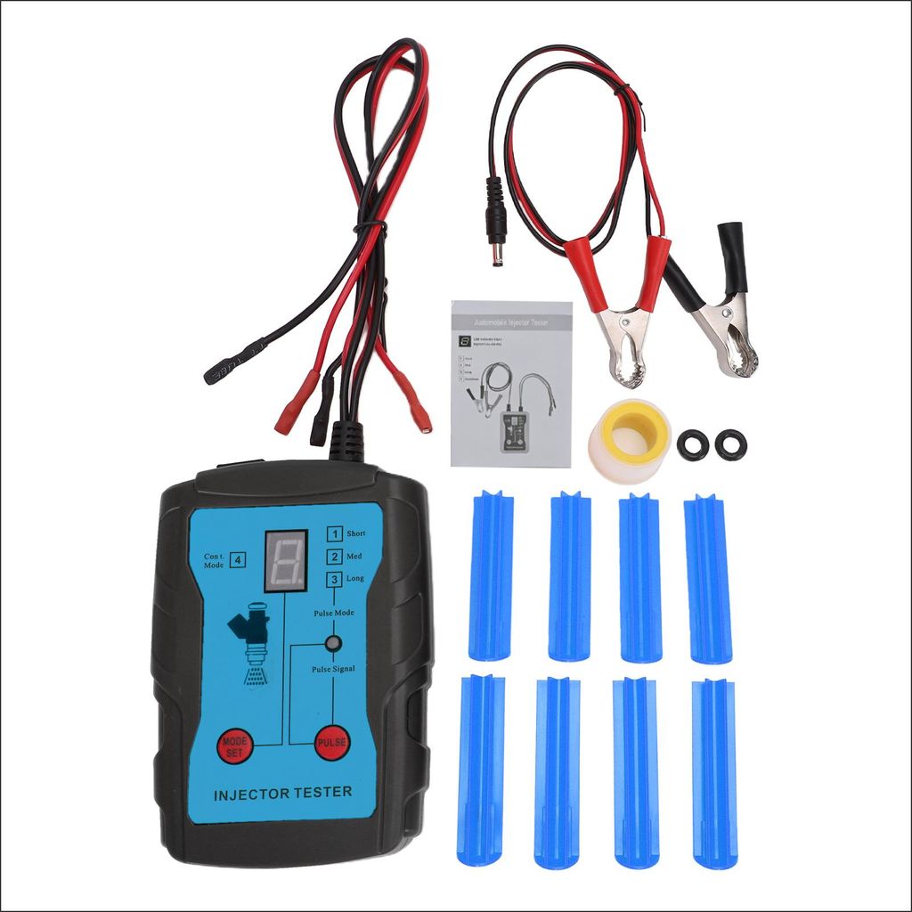 Kfz-Kraftstoff-Einspritzdüsen-Tester, Reinigungswerkzeug-Set, 2-in-1-Funktion, 8 Adapter und Impulsmodi, DIY 4-Draht-Zweikanal für Einspritzdüse...