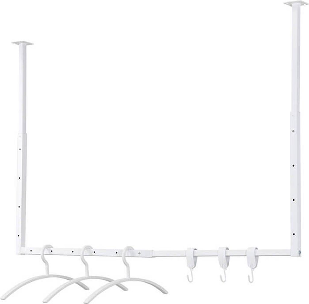 HOME DELUXE Garderobenleiste SWAY Weiß - ausziehbar|Kleiderstange Industrial, Handtuchhalterung