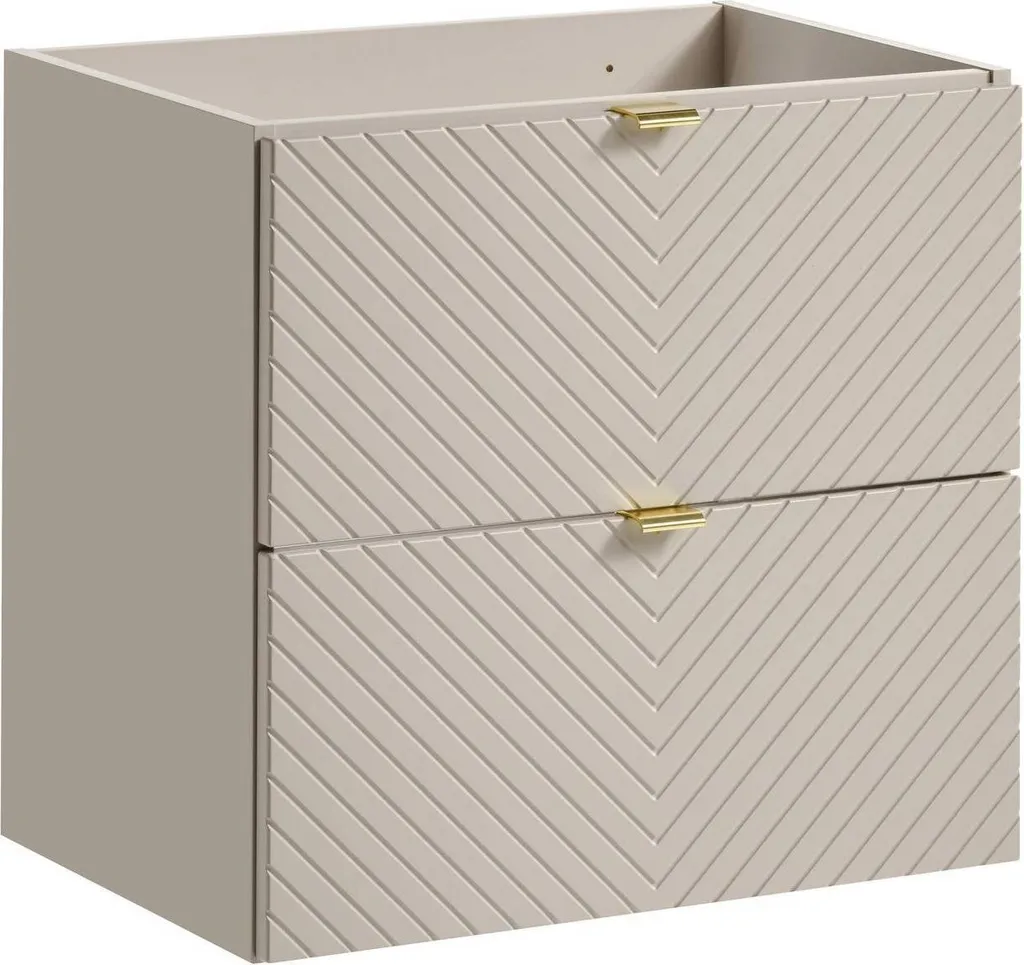 Rangement de salle de bain 60 cm beige chevrons pour espace organisé