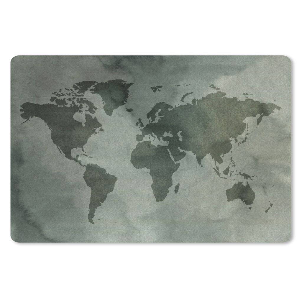 MuchoWow Mauspad Mousepad Weltkarte - Aquarell - Grau 27x18 cm - Mousepads - Maus Mat - Pad - Mausunterlage - Büroartikel - Desk Matten