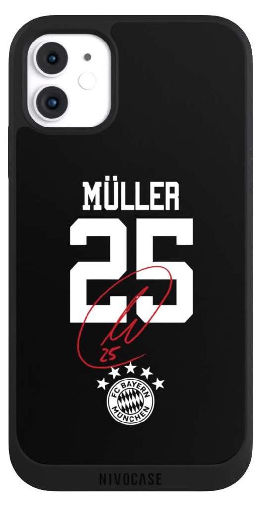 NIVOCASE Handyhülle für Apple iPhone 11 Hülle NIVOpure Case Schwarz FC Bayern München FCB Thomas Müller