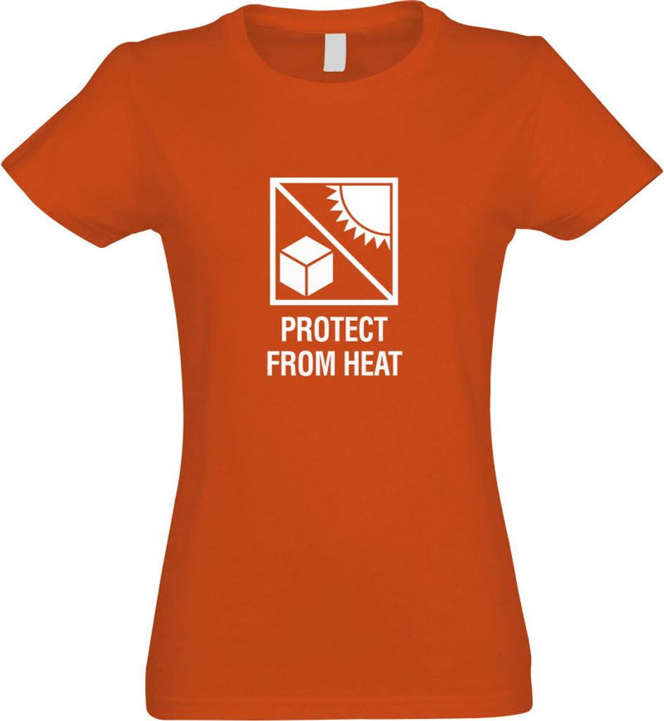 Kiwistar - T-Shirt tailliert - Damen - orange - Protect Form Heat - hitze - mit Motiv Bedruckt - Funshirt Design - Sport - Freizeit - Damen - M