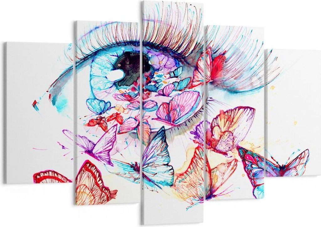 Bild auf Leinwand - Leinwandbild - Auge Butterflys Fantasie Fantasie - 150x100cm - Wand Bild - Wanddeko - Leinwanddruck - Bilder - Kunstdruck - Lei...