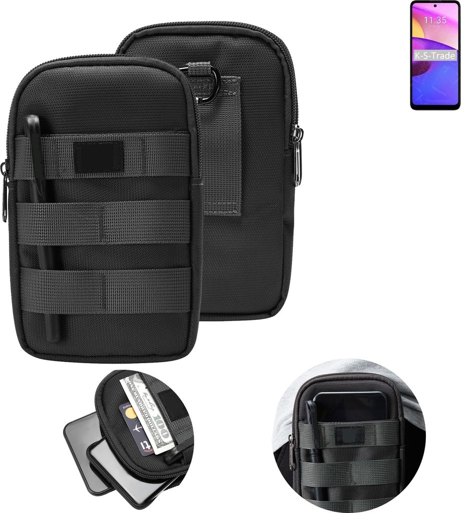 K-S-Trade Holster Gürtel Tasche kompatibel mit Lenovo K14 Plus Handy Tasche Schutz Hülle dunkel-grau viele Fächer, 1x
