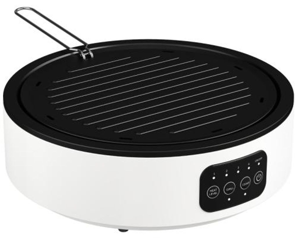 Zimilo Dual-Keramikkochfeld, 2-in-1 Design, zum Kochen und Grillen, 2000W, 4 Hitzestufen, LED-Display, Fettfangschale, Weiß