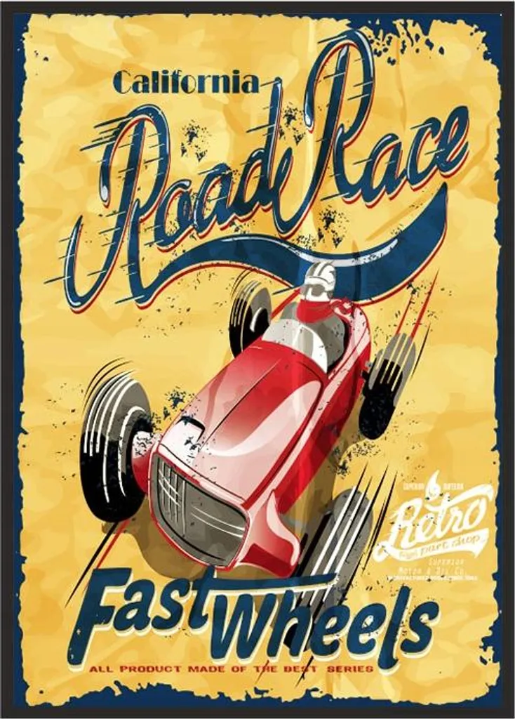 Poster Garage Race P1857 con Cornice 33x43 cm | Arredo Vintage Racing