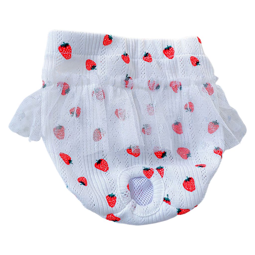 Hygienehosen für Haustiere, Spitze, waschbar, Erdbeer-/Blumenmuster, Polyester, kurze Windeln für Hündinnen, physiologische Hosen, Heimtierbedarf