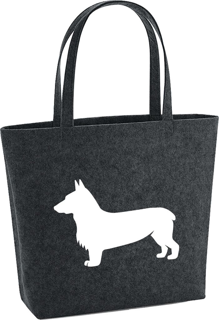 Huuraa Filzshopper Welsh Corgi Pembroke Silhouette 22 Liter Charcoal Melange Filztasche Geschenkidee