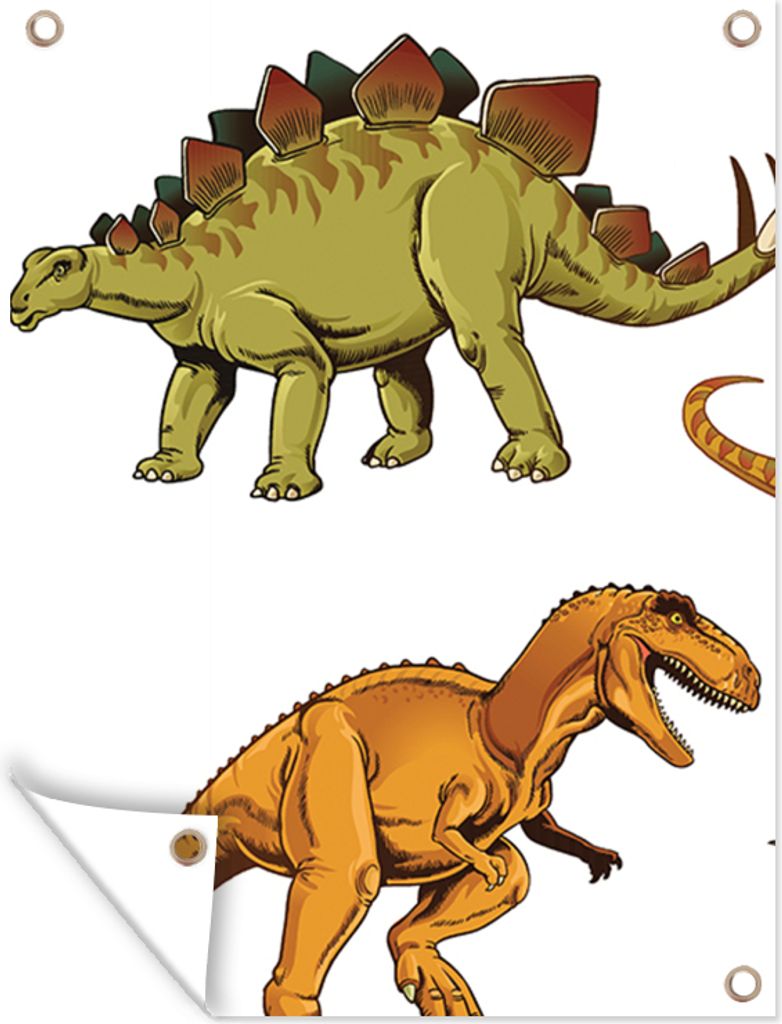 MuchoWow 90x120 cm Outdoor-Poster Gartendeko Sichtschutz Garten Poster für den Garten Dinosaurier - Zeichnung - Jungen - Kinder