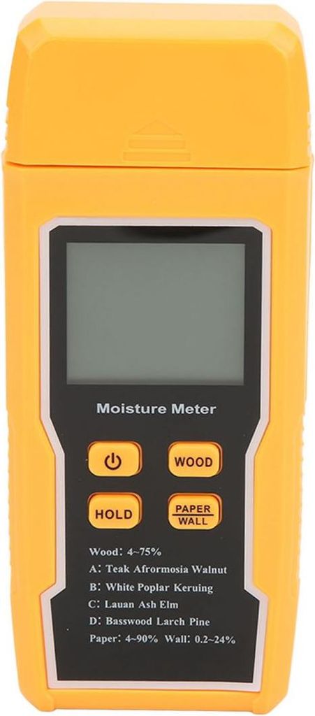 Holzfeuchtemessgerät mit Stiftanschluss, großem LCD-Display und Hintergrundbeleuchtung für Brennholz, Papier und Wandmaterialien
