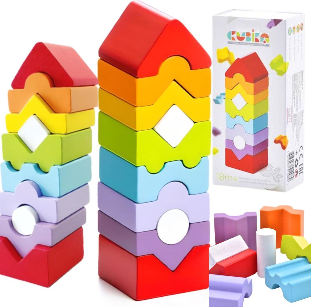 Cubika 14989 Tour d'empilage colorée 10 pièces en bois Image du produit 