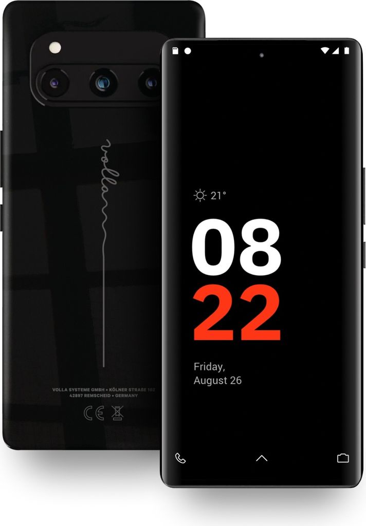 Volla Phone Quintus smartphone Android con Volla OS in nero Immagine del prodotto 