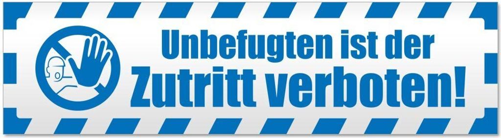 Kiwistar Unbefugten Zutritt gestreift Magnetschild Schild magnetisch - 45cm Blau - Magnetfolie für Auto PKW Kfz