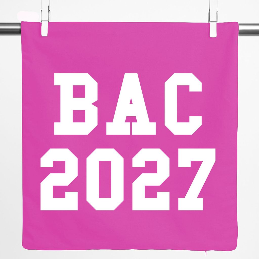 Huuraa Kissenbezug BAC 2027 Abschluss Frankreich 40x40cm Fuchsia Baumwolle Dekokissenbezug Geschenkidee