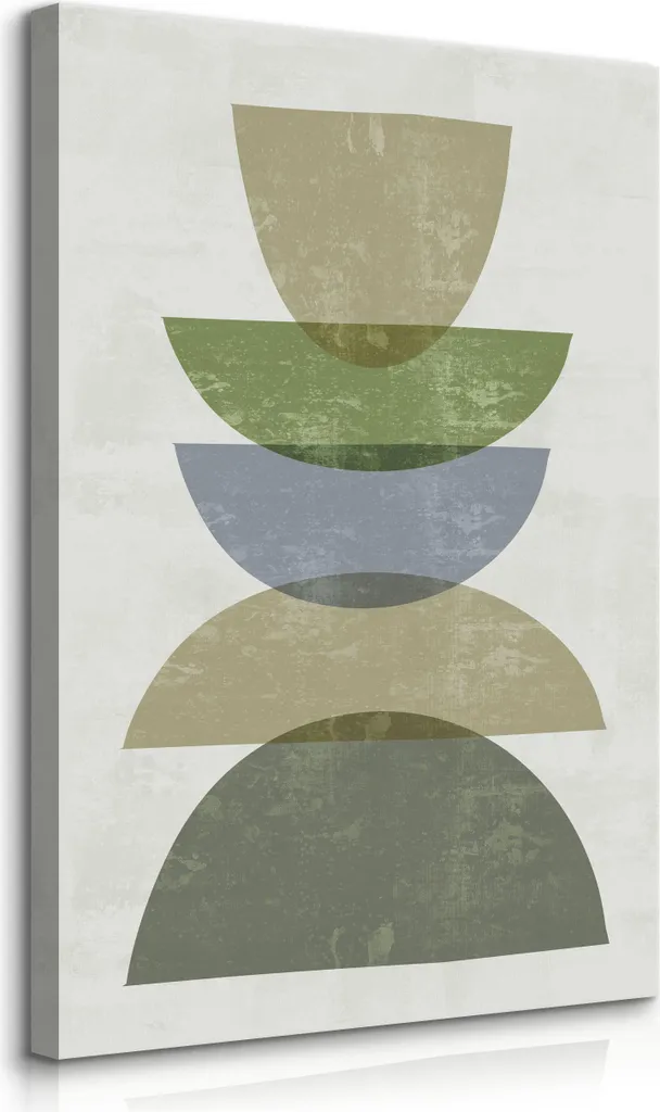 Quadro Stones Verde Boho 80x120 | Tela Acquerello per Ufficio Moderno