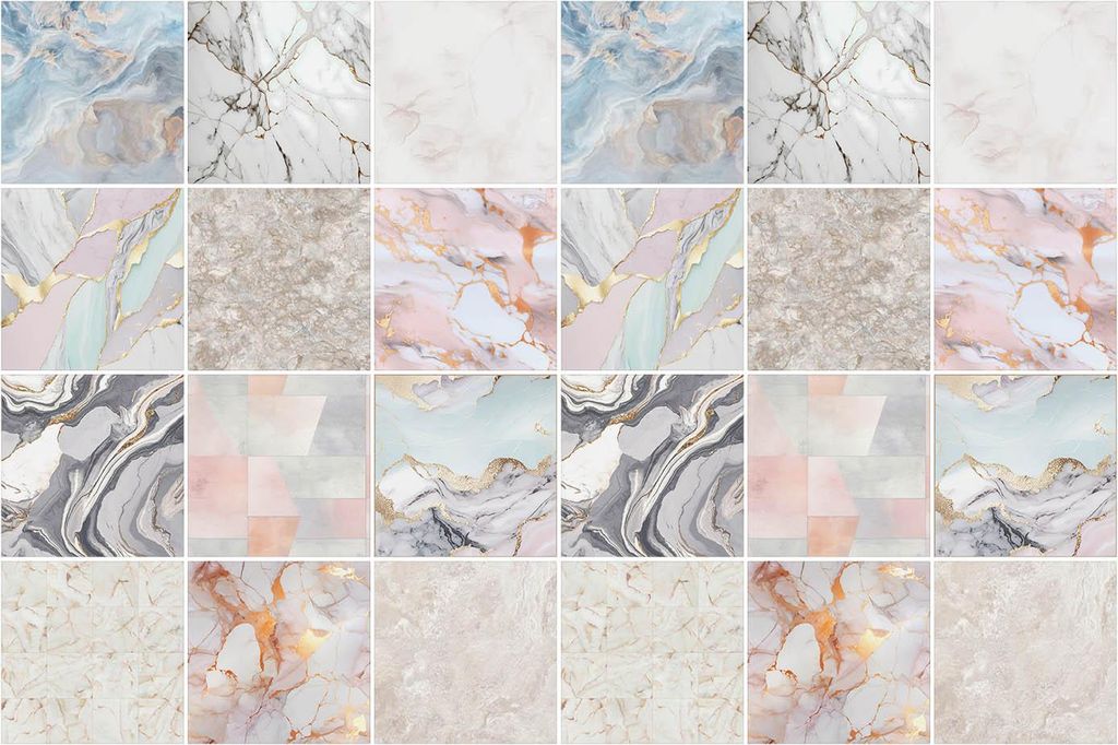 Fliesenaufkleber 10×10 cm – 24 Stück – Selbstklebend – Wasserfest – Pflegeleicht – Hitzebeständig – Für Küche & Bad – Edle Marmo...
