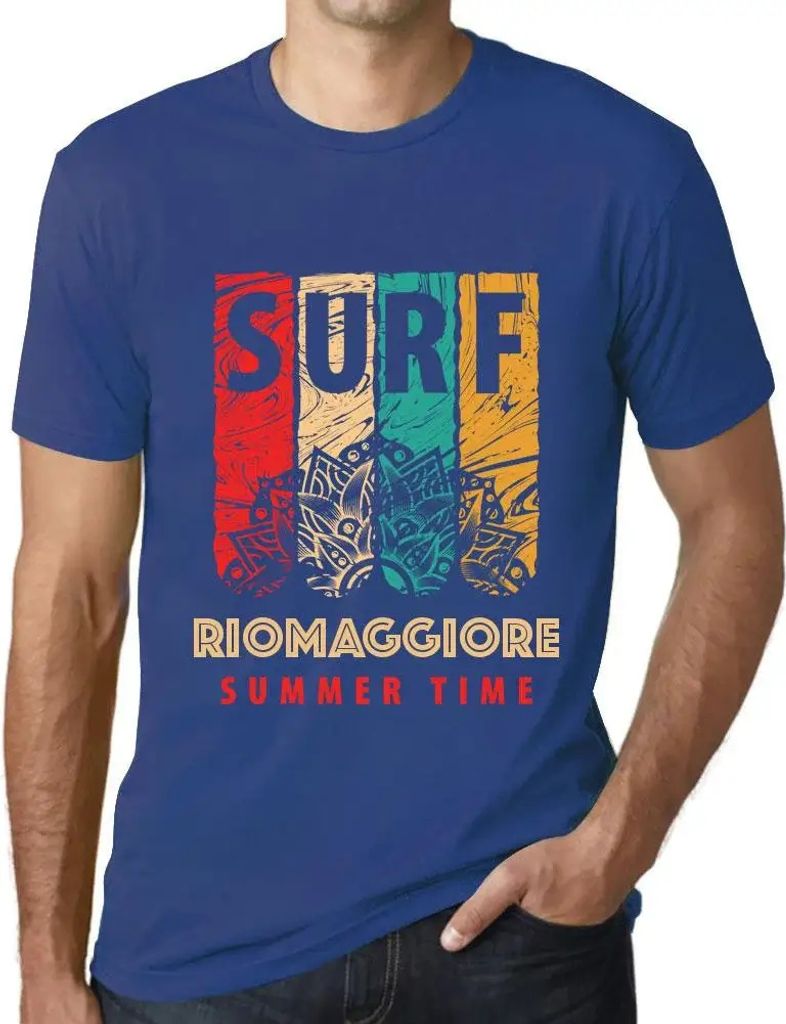Herren Grafik T-Shirt Sommerliches Surfen in Riomaggiore – Summer Time Surf In Riomaggiore – Öko-Verantwortlich Vintage Jahrgang Kurzarm Lusti...