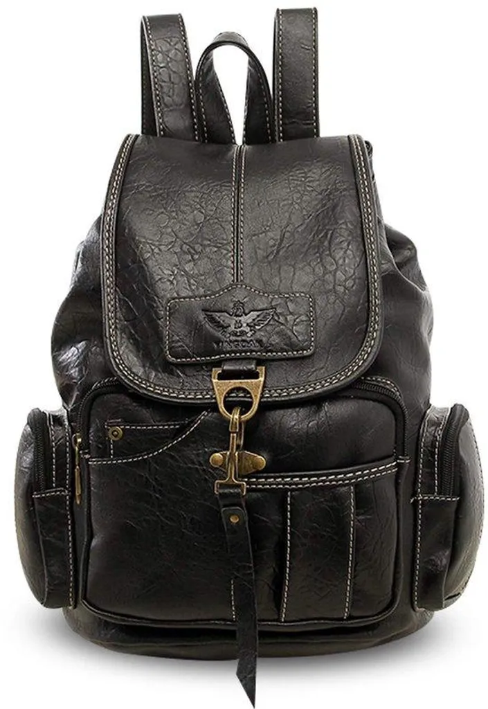Sac à dos de randonnée rétro en Polyuréthane noir pour femmes et hommes