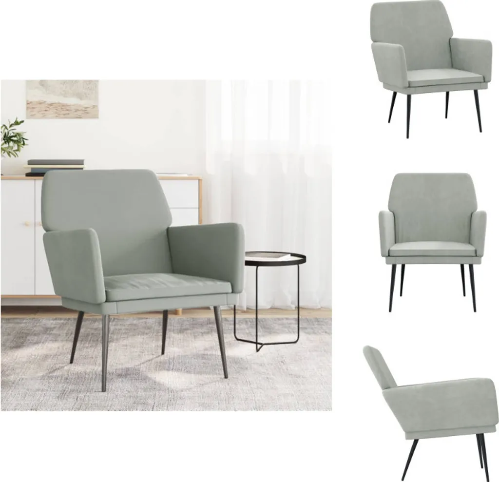 vidaXL Poltrona grigio chiaro 62x79x79 cm in velluto - Poltrona