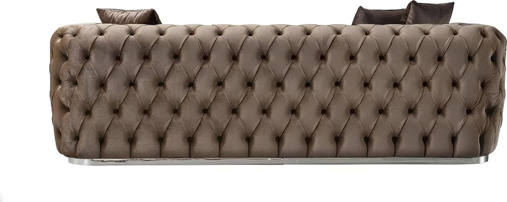 Sofa 3 Sitzer Polstersofa Braun Textil Sitz Design Couch Modern Chesterfield