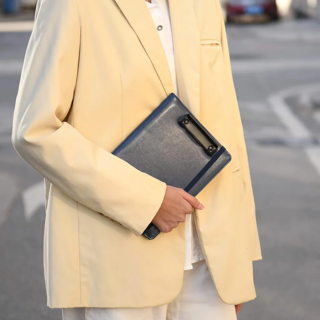 Porte-bloc A5 Bleu avec Pochette Intérieure et Carnet de Notes Inclus - 2